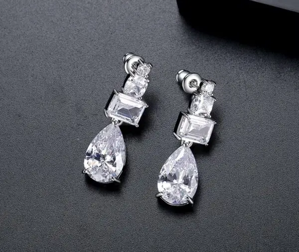 Classic CZ Drop Earrings - Image 2